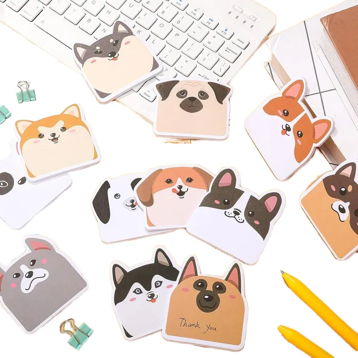 جرو كلب لطيف على شكل حيوان ملاحظات لاصقة . Cute Puppy Dog Animal Shape Sticky Notes Office