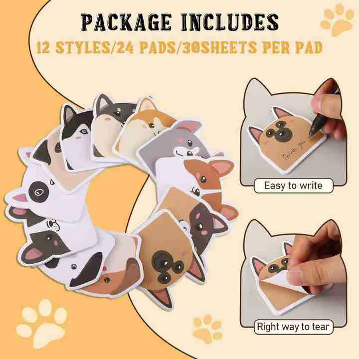 جرو كلب لطيف على شكل حيوان ملاحظات لاصقة . Cute Puppy Dog Animal Shape Sticky Notes Office
