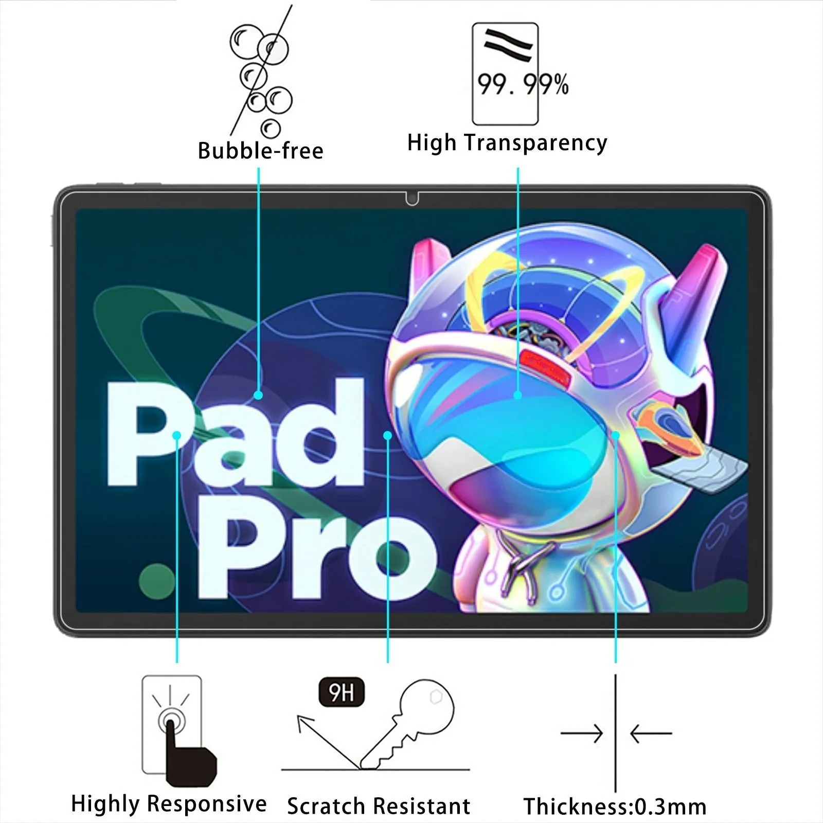 11.2 Tempered Glass Film For Lenovo Pad Pro 2022 / Tab P11 Pro Gen 2 / Xiaoxin Pad Pro 2022 - 9H Explosion-Proof 0.3Mm Thickness