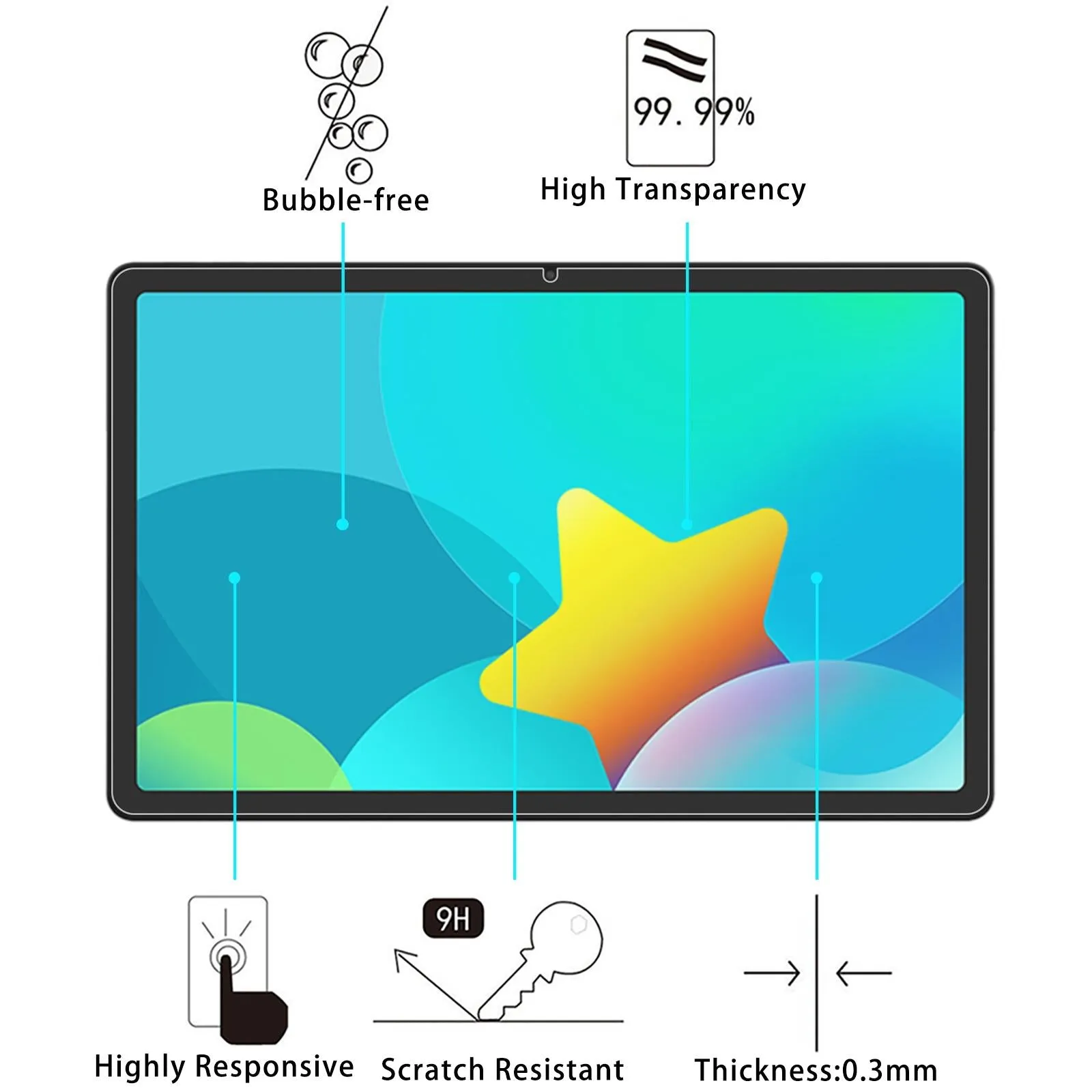 2-Pack 9H Tempered Glass Film For Lenovo Tianjiao Pad 11 / Honor Tab V7 Pro