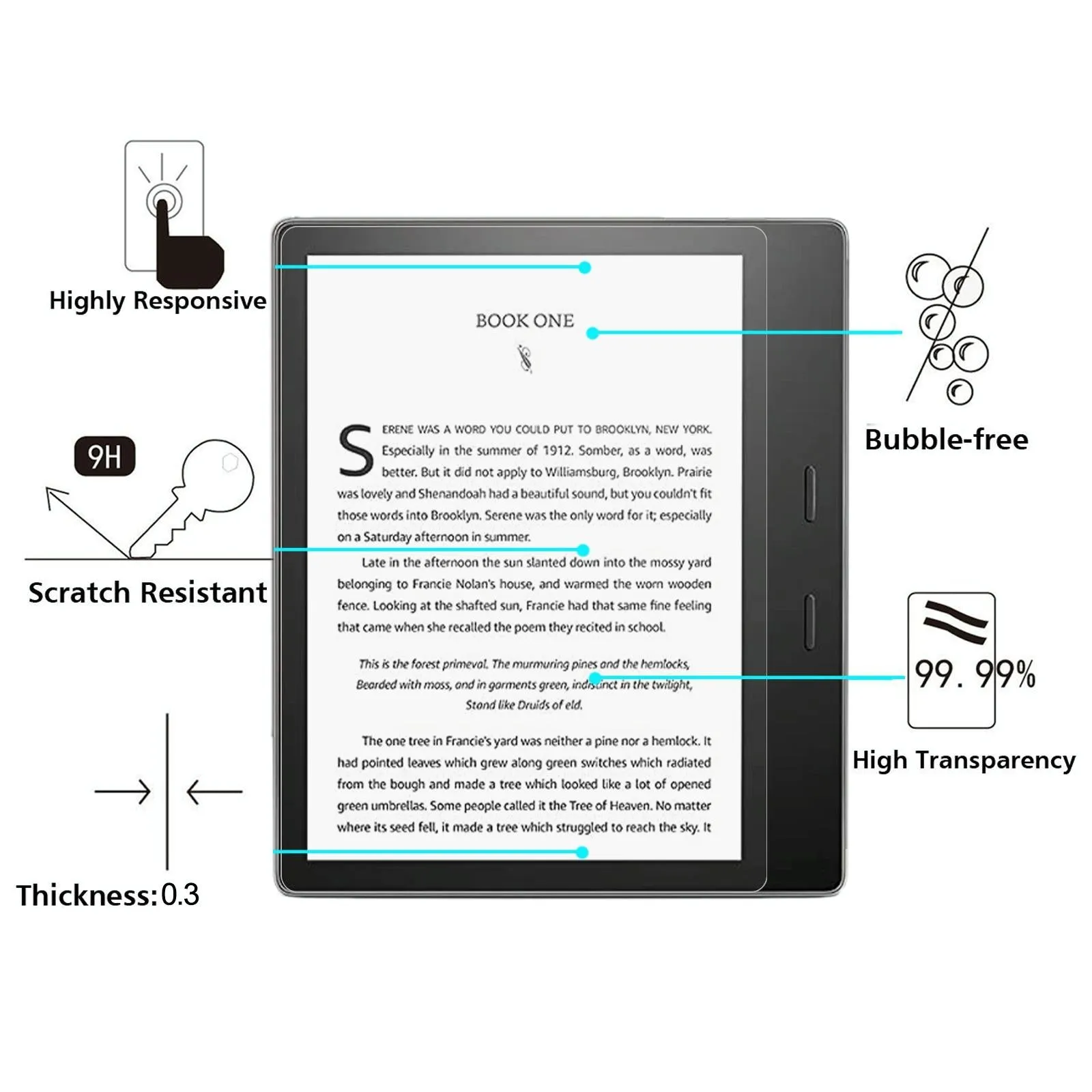 2-Pack Tempered Glass Film For Amazon Kindle Oasis 2017 - 9H 2.5D Explosion-Proof