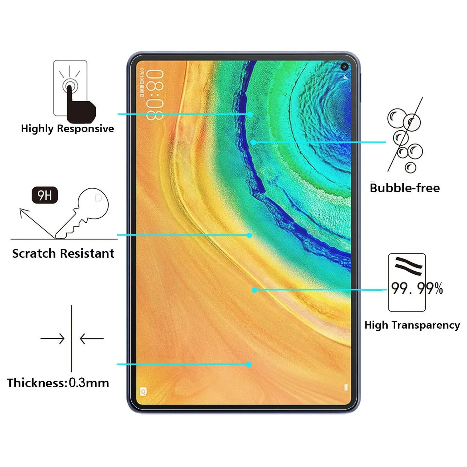 2-Pack Tempered Glass Film For Huawei Matepad Pro 5G - 9H 2.5D Explosion-Proof
