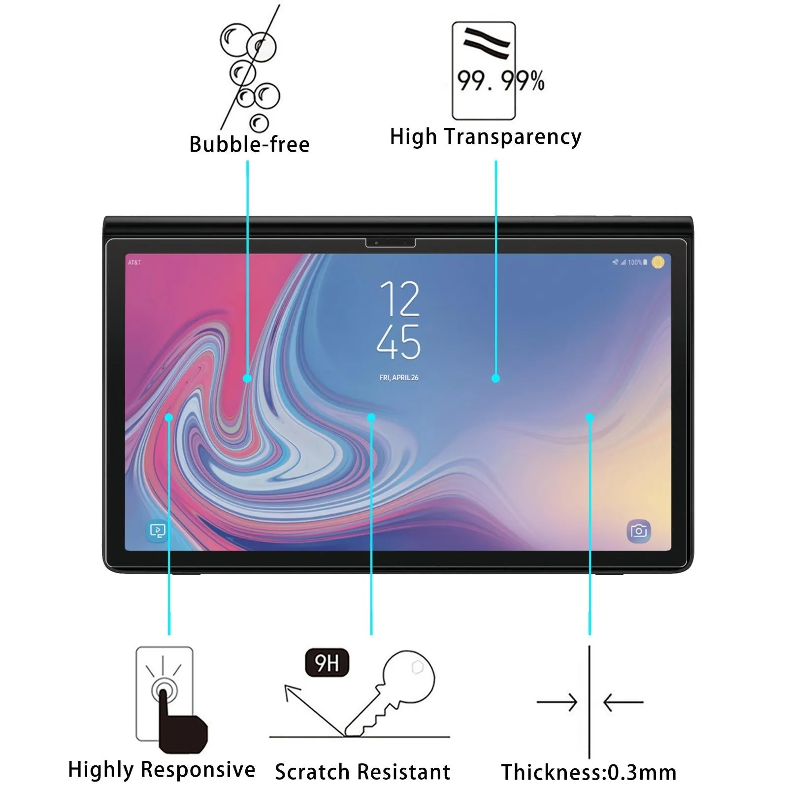 2-pack Tempered Glass Film for Samsung Galaxy View2 - 9h 2.5d Explosion-proof