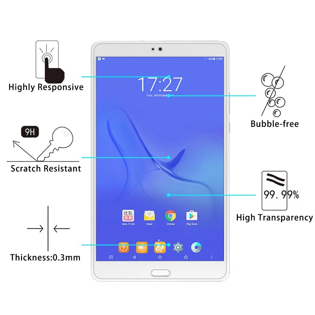 2-Pack Tempered Glass Film For Teclast T8 - 9H 2.5D Explosion-Proof