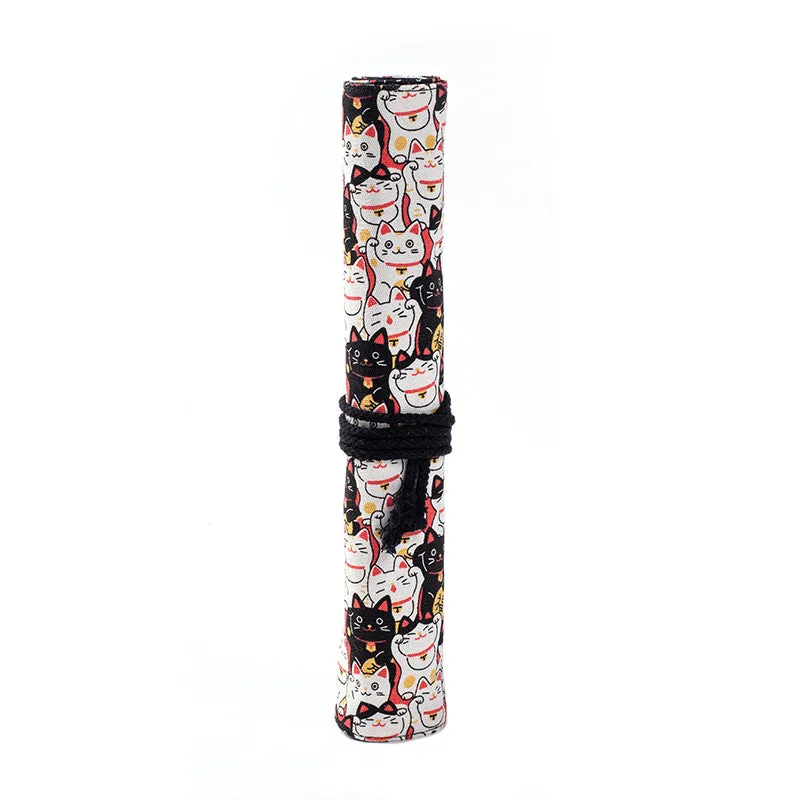 20 Hole Position Gouache Pen Writing Brush Curtain Large Capacity Brush with Makeup Brush Multi-Style