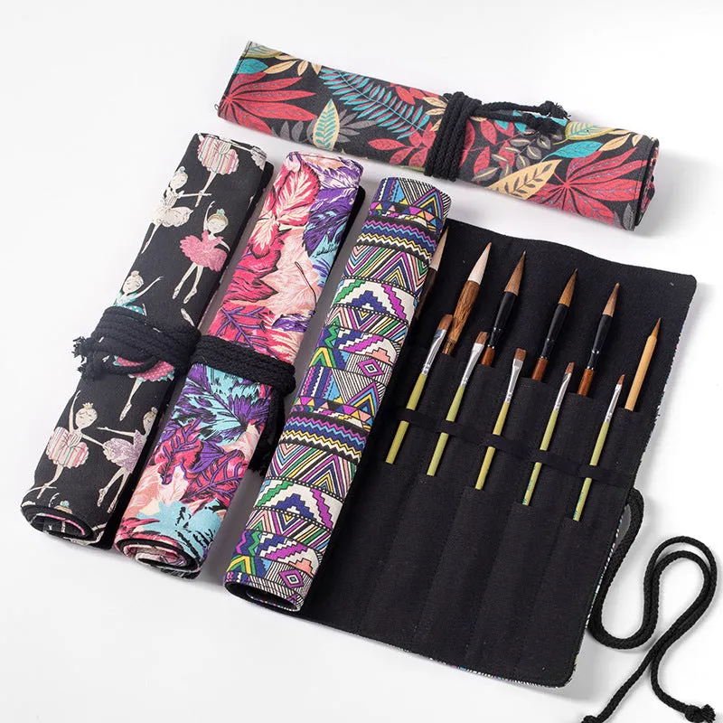 20 Hole Position Gouache Pen Writing Brush Curtain Large Capacity Brush with Makeup Brush Multi-Style