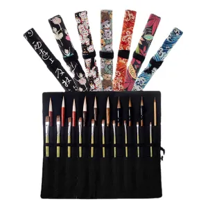 20 Hole Position Gouache Pen Writing Brush Curtain Large Capacity Brush with Makeup Brush Multi-Style