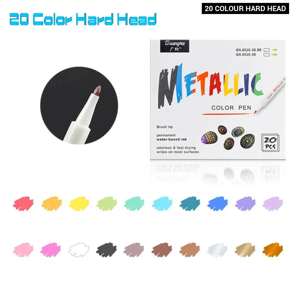 30 Soft Brush Metallic Art Markers Card Making Crafts Rock Painting Glass Scrapbooking