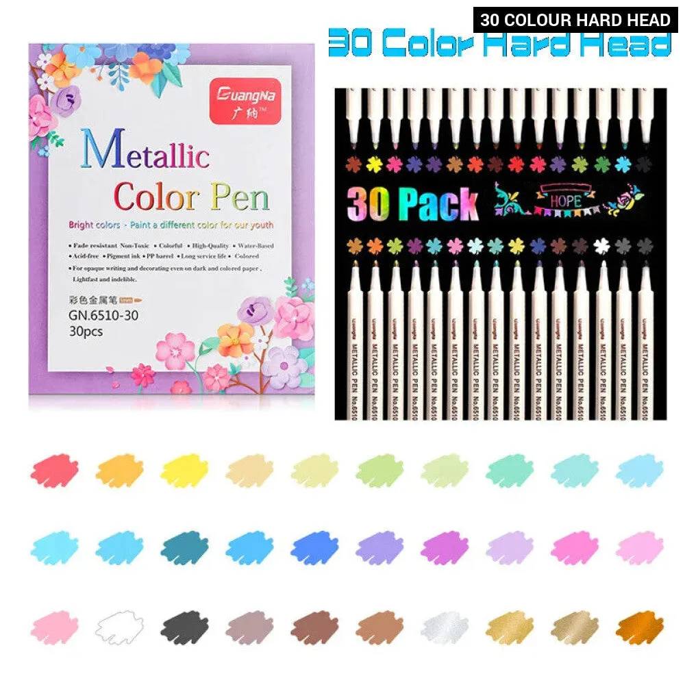 30 Soft Brush Metallic Art Markers Card Making Crafts Rock Painting Glass Scrapbooking