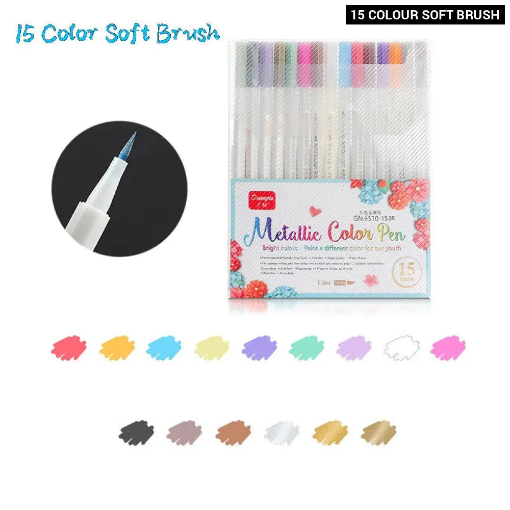 30 Soft Brush Metallic Art Markers Card Making Crafts Rock Painting Glass Scrapbooking