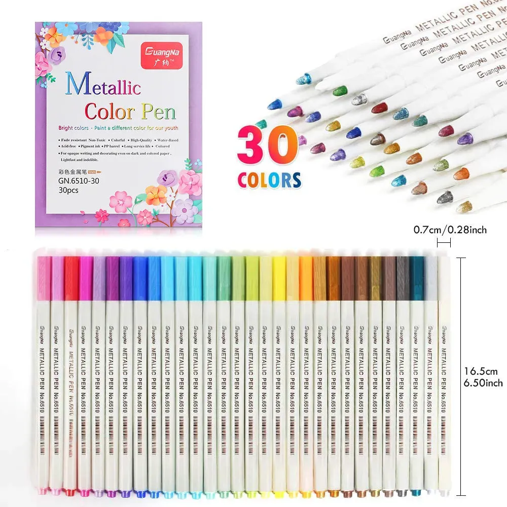 30 Soft Brush Metallic Art Markers Card Making Crafts Rock Painting Glass Scrapbooking