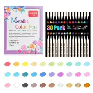 30 Soft Brush Metallic Art Markers Card Making Crafts Rock Painting Glass Scrapbooking