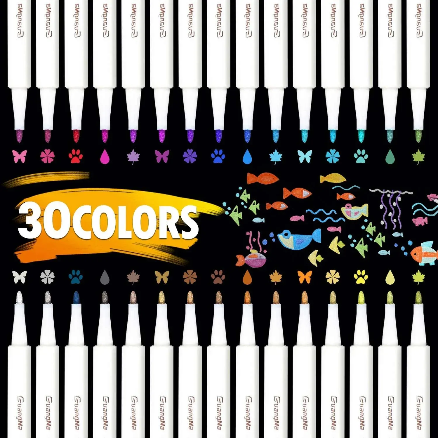 30 Soft Brush Metallic Art Markers Card Making Crafts Rock Painting Glass Scrapbooking