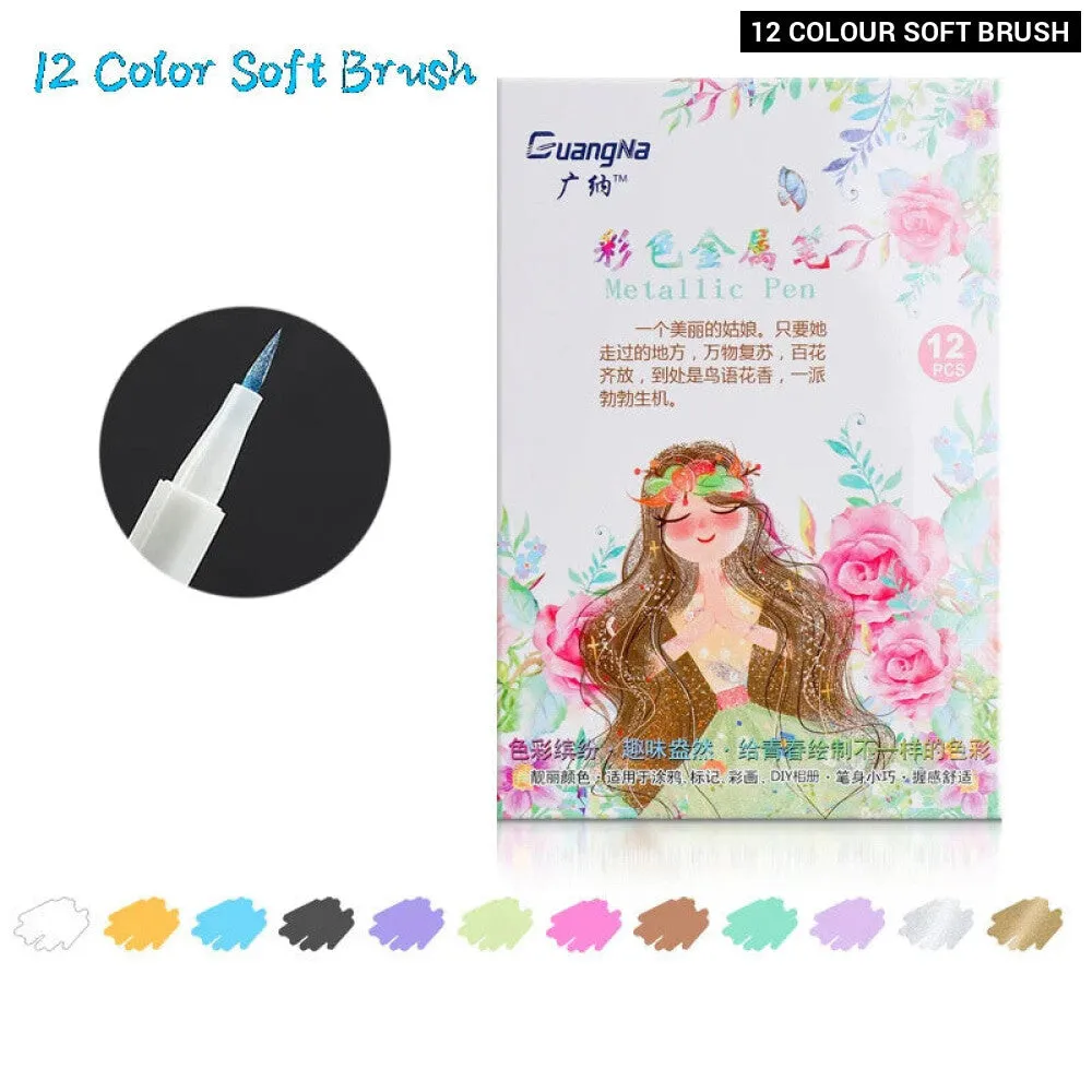 30 Soft Brush Metallic Art Markers Card Making Crafts Rock Painting Glass Scrapbooking