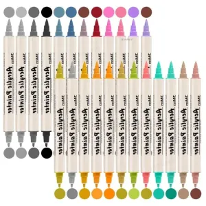 36 Pastel Acrylic Paint Markers for Rock Painting Wood Metal Dual Tip Soft Brush Extra Fine