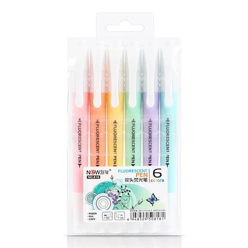 6 Pieces Double Head Fluorescent Highlighter Markers