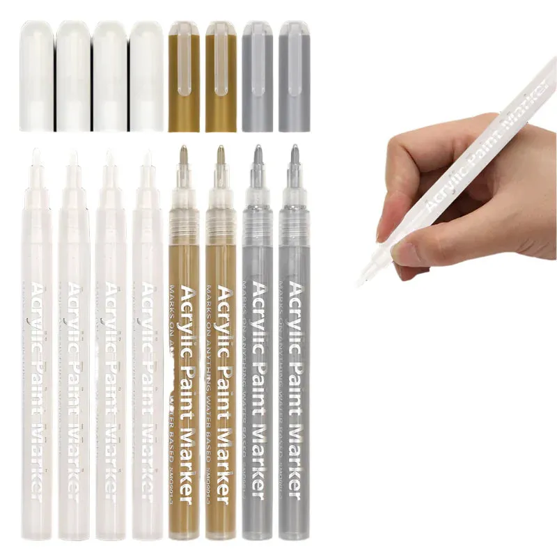 8 Pack White Paint Pens For Wood Plastic Metal Canvas
