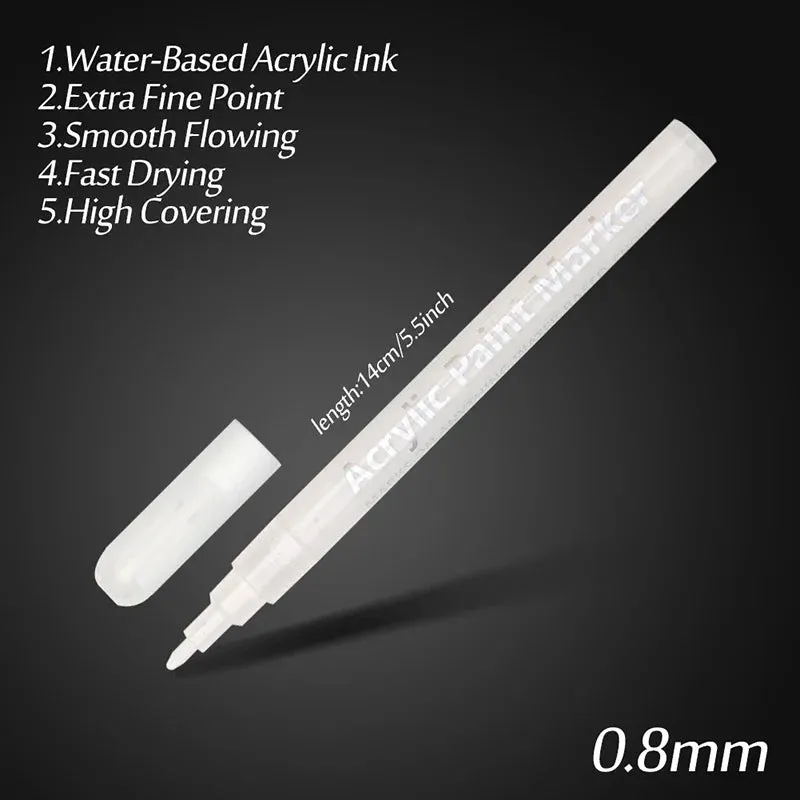 8 Pack White Paint Pens For Wood Plastic Metal Canvas