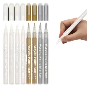 8 Pack White Paint Pens For Wood Plastic Metal Canvas