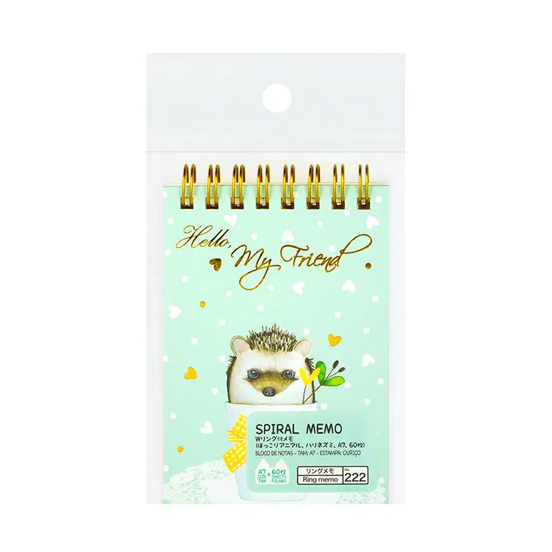 A7 Spiral Memo Hokkori Animal Hedgehog