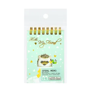 A7 Spiral Memo Hokkori Animal Hedgehog