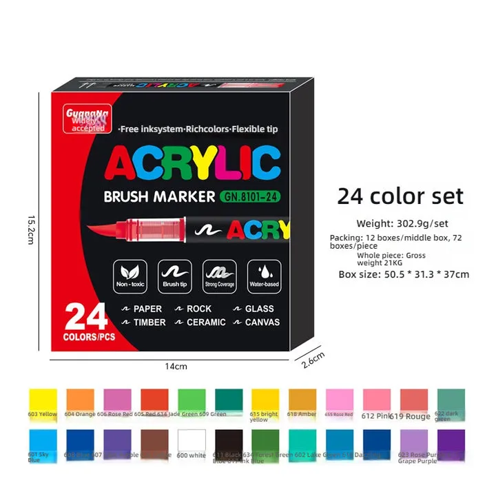 Acrylic Marker Set for Students and Kids-مجموعة أقلام تلوين أكريليك