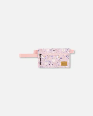 Double Pencil Case Lilac Retro Flower Print