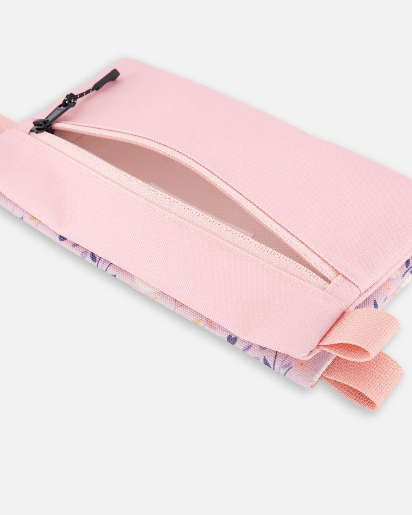 Double Pencil Case Lilac Retro Flower Print