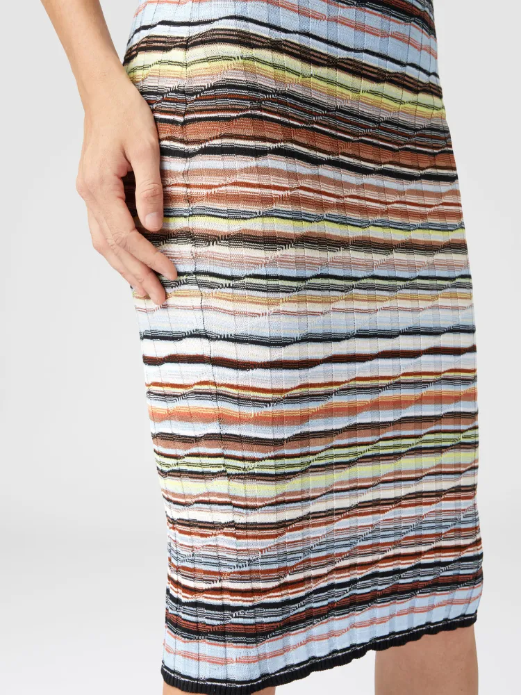 Ribbed Knit Midi Pencil Skirt