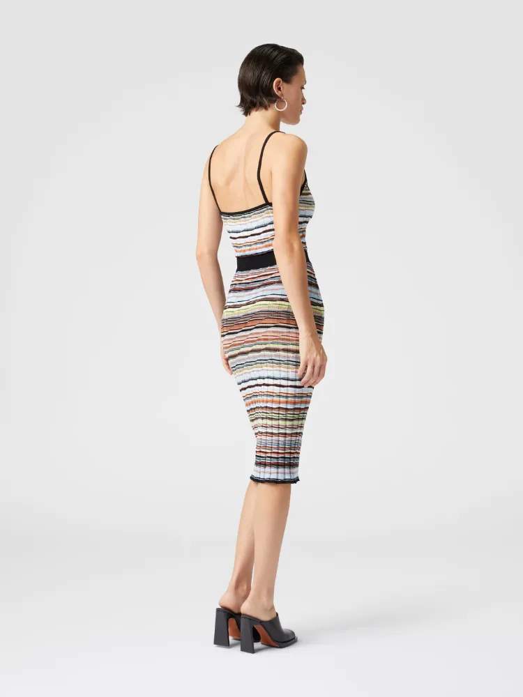 Ribbed Knit Midi Pencil Skirt