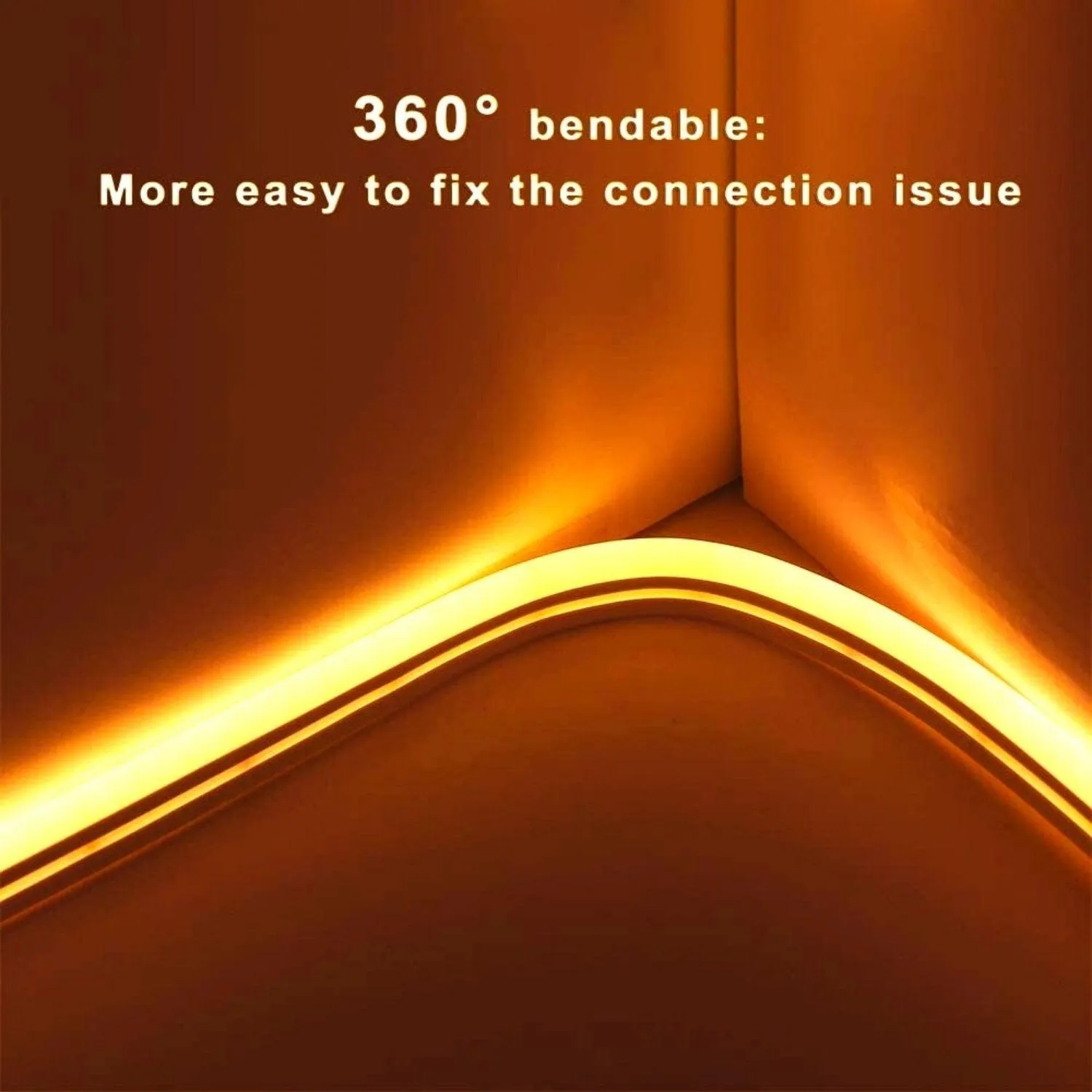 Yellow Neon Flex 220V 240V 8x16mm 120LEDs/m IP65 Waterproof with UK Plug