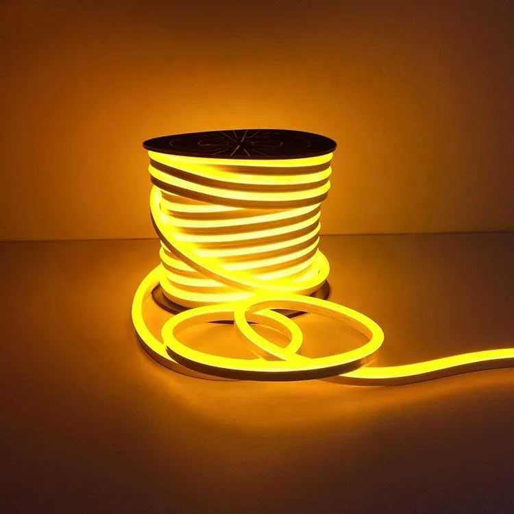 Yellow Neon Flex 220V 240V 8x16mm 120LEDs/m IP65 Waterproof with UK Plug